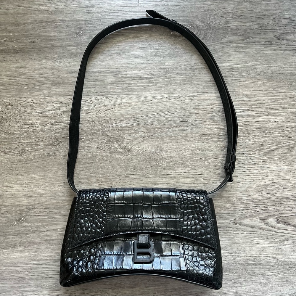 Balenciaga Black Croc XS Soft Hourglass Bag - Picture 2 of 15
